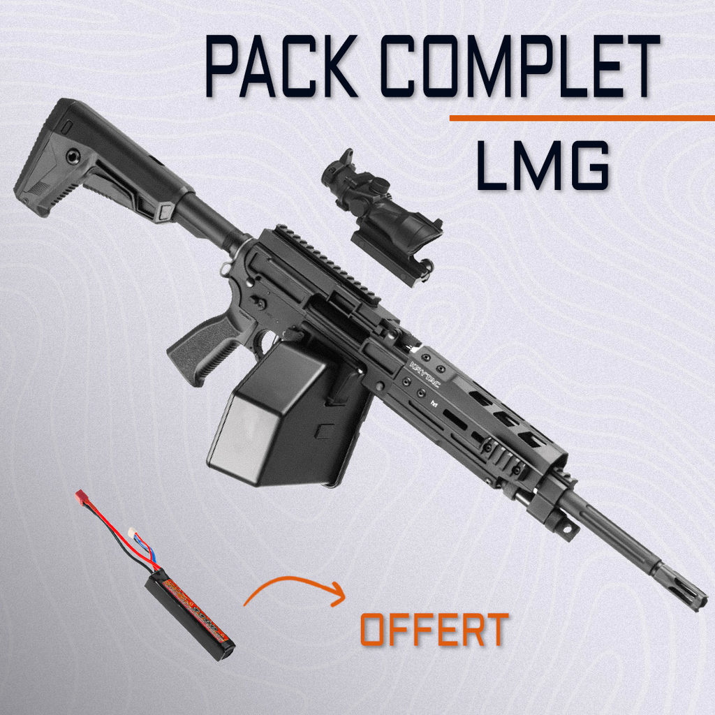 PACK MITRAILLEUSE AIRSOFT - KRYTAC LMG-M + OPTIQUE + BATTERIE 11,1V OFFERTE